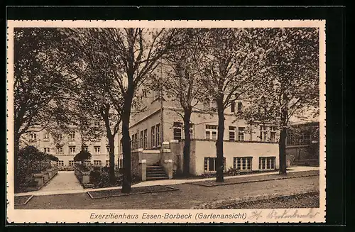 AK Essen-Borbeck, Gartenansicht des Exerzitienhaus