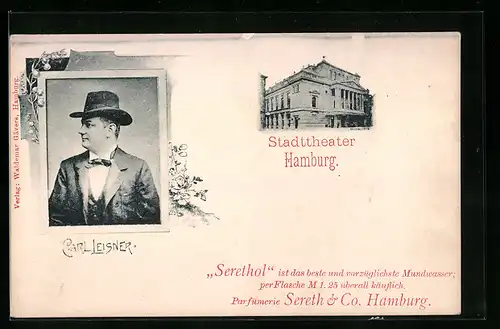 AK Hamburg-Neustadt, vor dem Stadttheater, Portrait Carl Leisner