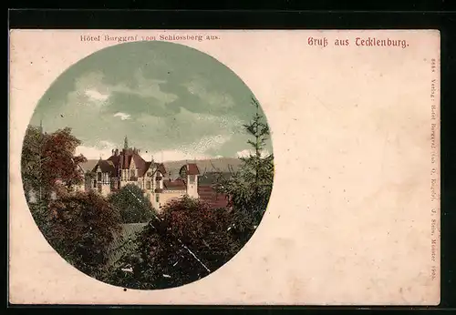 AK Tecklenburg, Hotel Burggraf vom Schlossberg aus gesehen