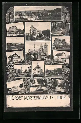 AK Klosterlausnitz i. Thür., Kurhaus mit Umgebung, Friedrichshof, Cafe, Hotel Herzog Ernst
