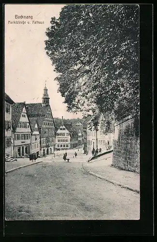 AK Backnang, Marktstrasse und Rathaus