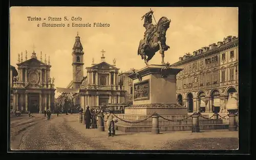 AK Torino, Piazza S. Carlo e Monumento a Emanuele Filiberto