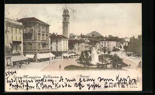 AK Pallanza, Lago Maggiore, Piazza, Monument und Kirche