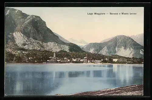 AK Baveno e Monte Leone, Lago Maggiore, Panoramaansicht vom Flussufer aus