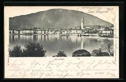 AK Pallanza, Lago Maggiore, Panoramaansicht der Stadt vom Seeufer aus
