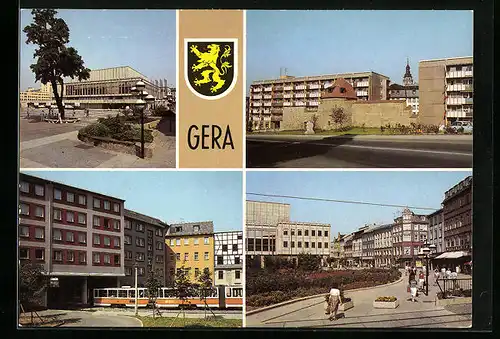 AK Gera, Haus der Kultur, Historische Stadtmauer, Johannisstrasse
