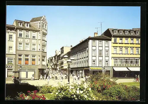 AK Gera, Blick Zur Sorge, Passanten in der Geschäftsstrasse