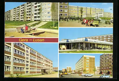 AK Gera-Lusan, in der Birkenstrasse, Zeulsdorfer Strasse, Kaufhalle Süd