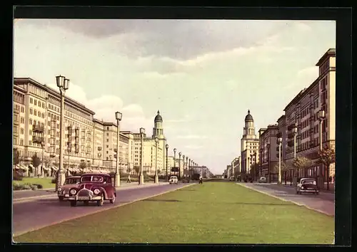 Künstler-AK Berlin, Blick über die Stalinallee