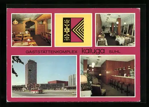 AK Suhl, Gaststättenkomplex Kaluga, Russisches Restaurant, Cafe im Hochhaus
