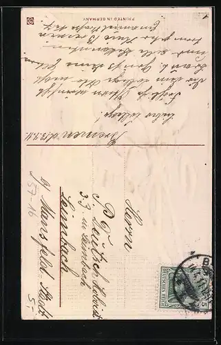 Präge-AK Weidenkätzchenzweig, Ostergruss