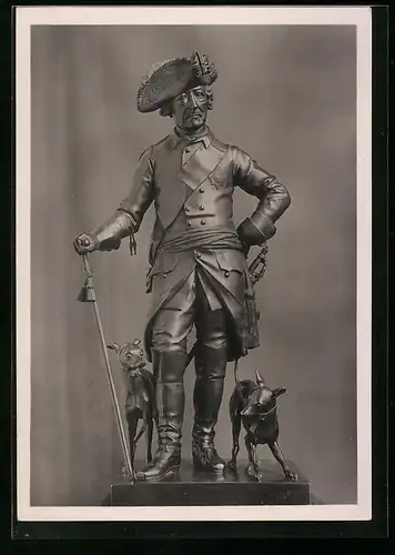 Foto-AK Deutscher Kunstverlag, Nr. P 1: Potsdam, Schloss Sanssouci, Friedrich der Grosse, Kleinbronze