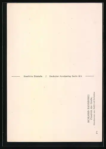 Foto-AK Deutscher Kunstverlag, Nr. P 1: Potsdam, Schloss Sanssouci, Friedrich der Grosse, Kleinbronze