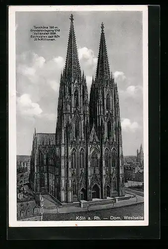 AK Köln a. Rh., Dom, Westseite