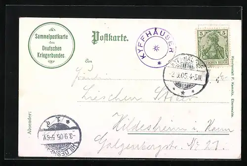 Lithographie Kyffhäuser, Kyffhäuser-Denkmal mit Gasthaus