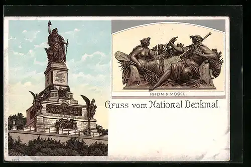 AK Gruss vom National-Denkmal, Rhein & Mosel
