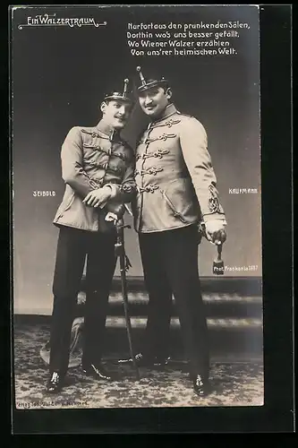 AK Szene aus der Operette Ein Walzertraum mit Seibold und Kaufmann, Nurfort aus den prunkenden Sälen...