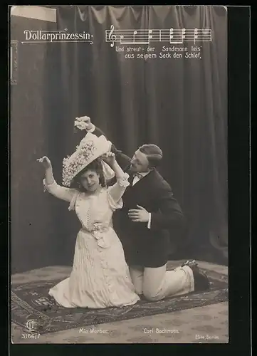 AK Szene aus der Operette Die Dollarprinzessin mit Mia Werber und Carl Bachmann