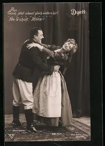 AK Albert Kutzner und Valli Paak in der Operette Der fidele Bauer, Duett