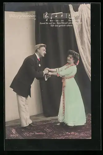 AK Szene aus der Operette Die Dollarprinzessin mit Karl Bachmann und Mia Weber