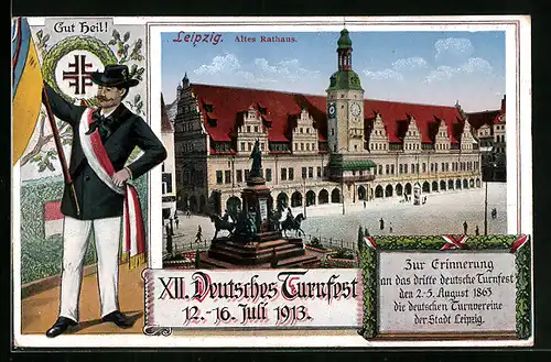 AK Leipzig, XII. Deutsches Turnfest 1913, Altes Rathaus