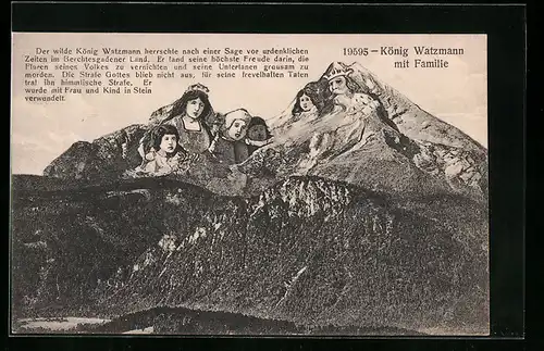 AK König Watzmann mit Familie, Berg mit Gesicht / Berggesichter