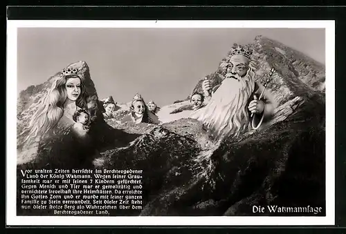 AK Die Watzmannsage, Berg mit Gesicht / Berggesichter