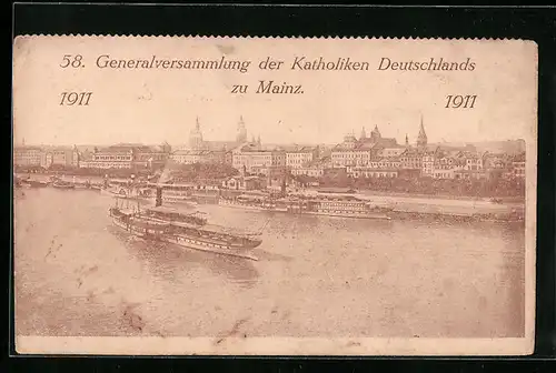 AK Mainz, 58. Generalversammlung der Katholiken Deutschlands 1911, Ortsansicht