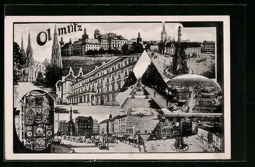 AK Olmütz, Ortsansicht aus der Vogelschau, Kirche, Strassenpartie