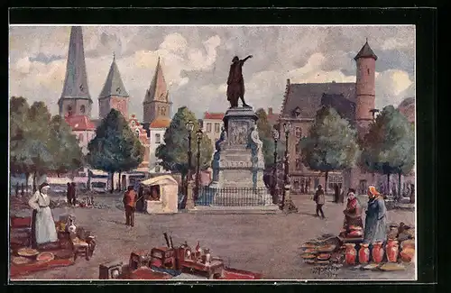 Künstler-AK Gand, Le Marché du Vendredi