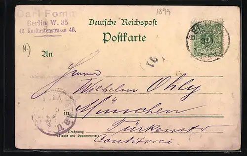 Lithographie Berlin, National-Denkmal Kaiser Wilhelm I.