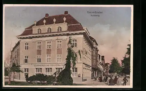 AK Neumünster, Commerz und Privat Bank im Kuhberg (Strasse)