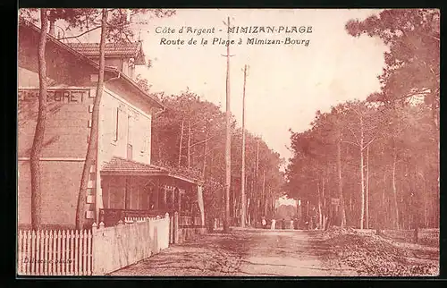 AK Mimizan-les-Bains /Côte d`Argent, Route de la Plage à Mimizan-Bourg