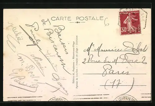 AK Biscarrosse-Plage, Enfants jouant dans l`eau