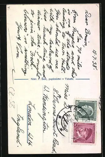 AK Tabor, Ortsansicht mit Strassenleben