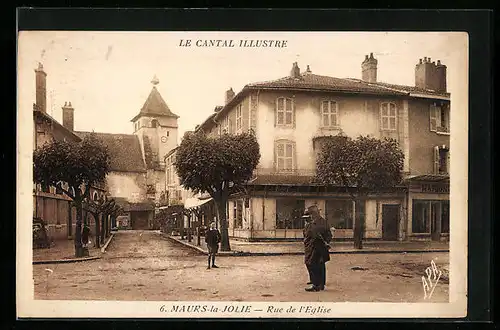 AK Maurs-la-Jolie, Rue de l`Eglise, Strassenpartie