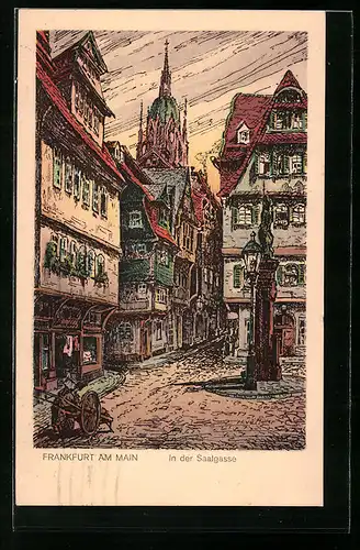 Künstler-AK Alt-Frankfurt, In der Saalgasse