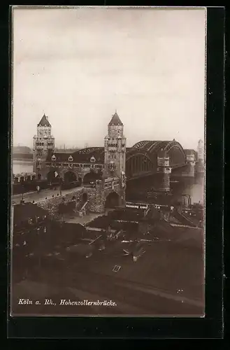 AK Köln a. Rhein, Hohenzollernbrücke aus der Vogelschau