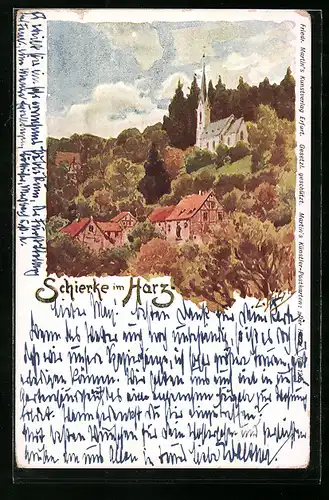 AK Schierke /Harz, Ortsansicht mit Kirche