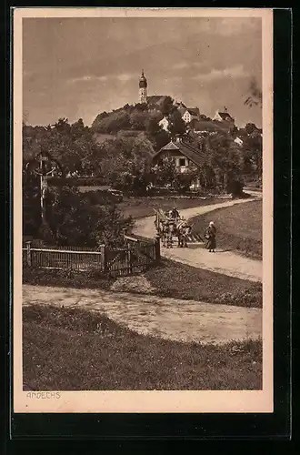 AK Andechs, Teilansicht mit Ortseingang