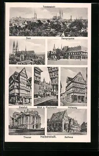 AK Halberstadt, Dom, Theater, Rathaus