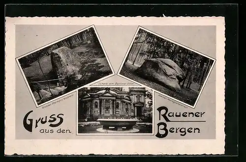 AK Rauen, Quelle in den Rauener Bergen, Grosser und kleiner Markgrafenstein, Schale am Berliner Dom