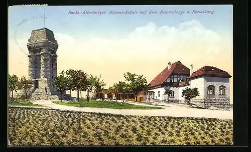 AK Ronneburg, Sachs-Altenburger Bismarcksäule auf dem Reusterberge