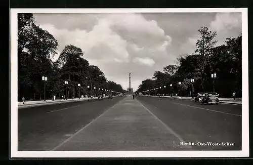 AK Berlin, Ost-West-Achse, Blick zur Siegessäule