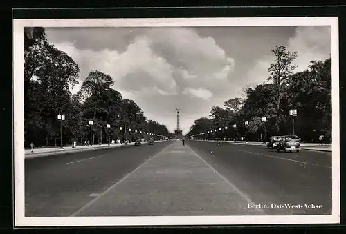 AK Berlin, Blick zur Siegessäule auf der Ost-West-Achse