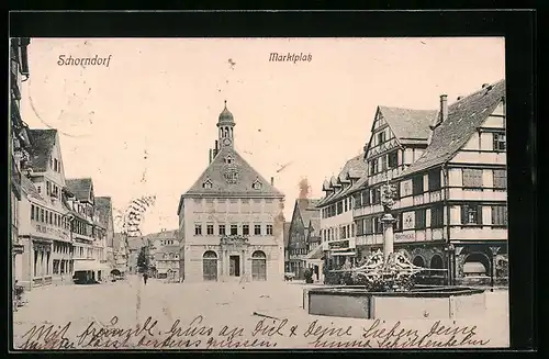 AK Schorndorf, Brunnen auf dem Marktplatz