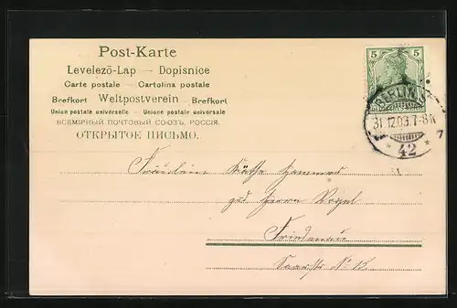 AK Jahreszahl 1904 mit Klee und Vergissmeinnicht