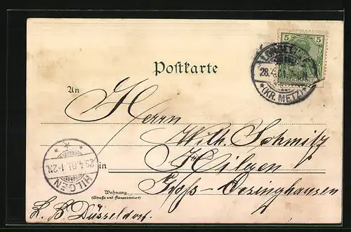 Lithographie Metz, Cathedrale, Todtenbrücke mit Garnisonkirche