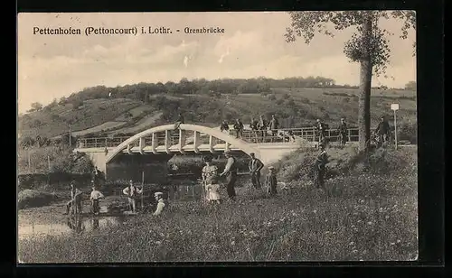 AK Pettenhofen i. Lothr., An der Grenzbrücke