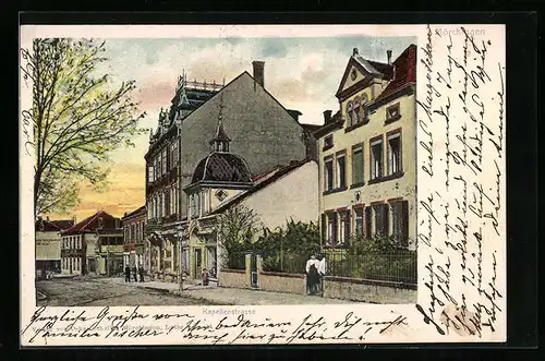 AK Mörchingen i. L., Abendstimmung in der Kapellenstrasse